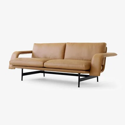 Nordic Nest &Tradition Meantime AV30 2-seater sofa Warm black-Noble leather Cognac