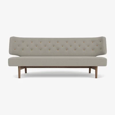 Nordic Nest Audo Copenhagen Radiohus Sofa Fully Upholstered RE-WOOL PC1T Global HR BUTTONS Vegetal 4-Legs Base Re-wool 218-walnut leather buttons 2-seater