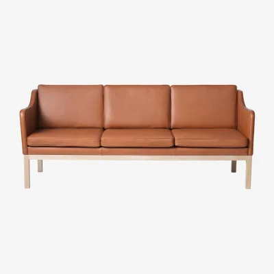 Nordic Nest FDB Møbler MK46 Mogens Koch 3-seater sofa Lacquered oak-cognac leather