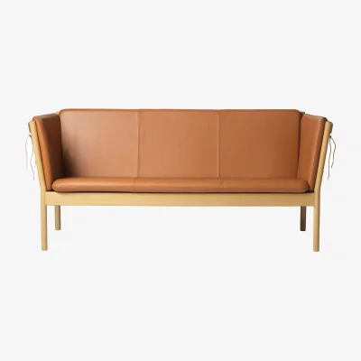 Nordic Nest FDB Møbler L45 MK154 sofa Lacquered oak-leather cognac