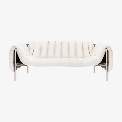 Nordic Nest Hem Puffy 25-seater sofa 205 cm Natural-stainless steel