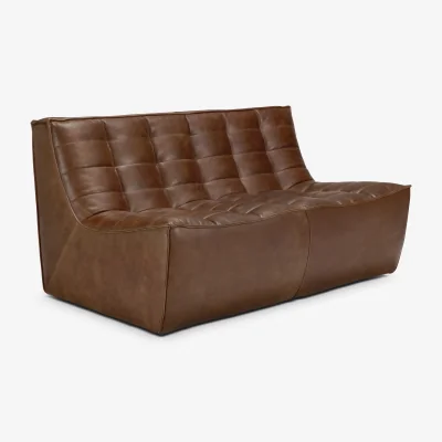 Nordic Nest Ethnicraft N701 sofa 2-seater Leather Chestnut