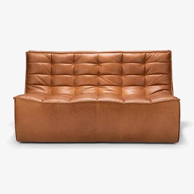Nordic Nest Ethnicraft N701 sofa 2-seater leather old saddle brown