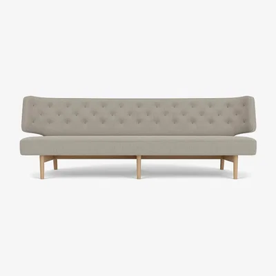 Nordic Nest Audo Copenhagen Radiohus Sofa Fully Upholstered RE-WOOL PC1T Global HR BUTTONS Vegetal 4-Legs Base Re-wool 218-natural oak leather buttons 3-seater
