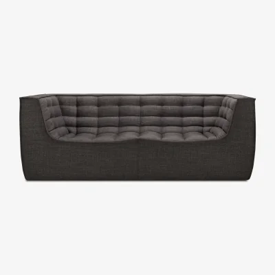 Nordic Nest Ethnicraft N701 sofa 2-seater Dark grey with armrests