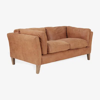 OKA OKA, Marwick Leather 2-Seater Sofa - Aged Tobacco, Sofa