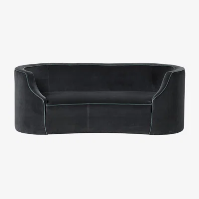 OKA OKA, Nell 2.5-Seater Sofa - Charcoal/Air Force Blue, Sofas, Velvet, Plain