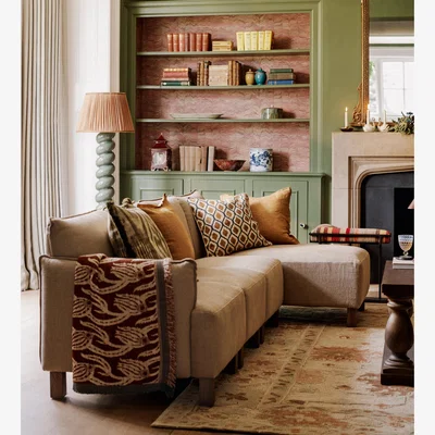 OKA OKA, Alora Modular Sofa Unit - Armless Unit - Wild Oats Wide Herringbone, Sofa