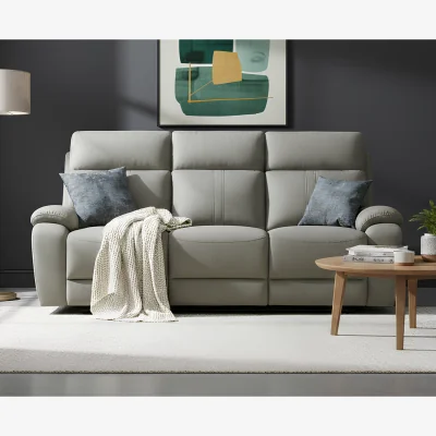 Oak&More Cooper Taupe Grey Fabric 3 Seater Recliner Sofa