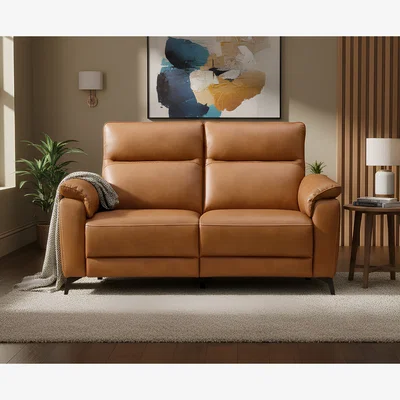 Oak&More Sinclair Cognac Leather 2 Seater Recliner Sofa