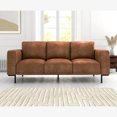 Oak&More Camden Tan Faux Leather 3 Seater Sofa