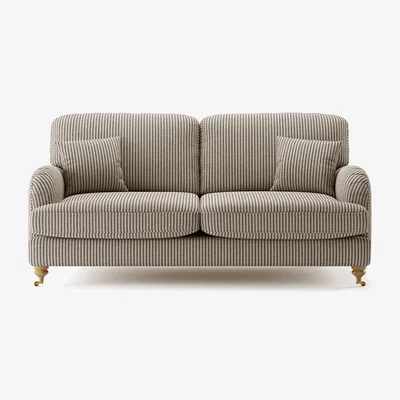 Oak&More Chilworth Cove Grey Striped Fabric 3 Seater Sofa