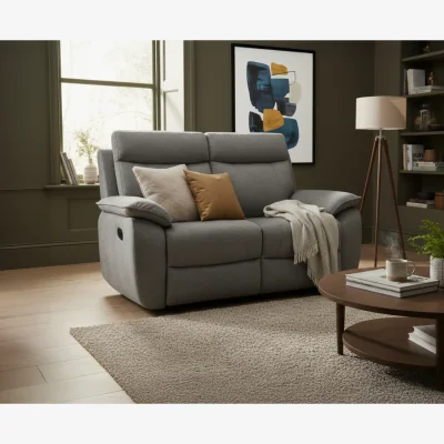Oak&More Albany Charcoal Fabric 2 Seater Recliner Sofa