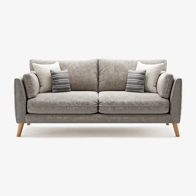 Oak&More Palermo Silver Chenille Fabric 3 Seater Sofa