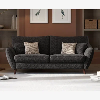 Oak&More Palma Charcoal Chenille Fabric 3 Seater Sofa