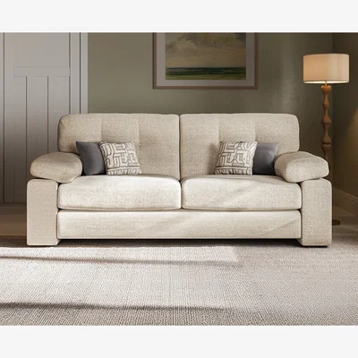 Oak&More Helston Ivory Fabric 3 Seater Sofa