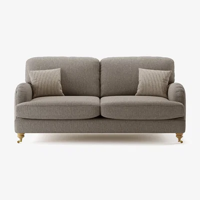 Oak&More Chilworth Grey Fabric 3 Seater Sofa with Grey Cushions
