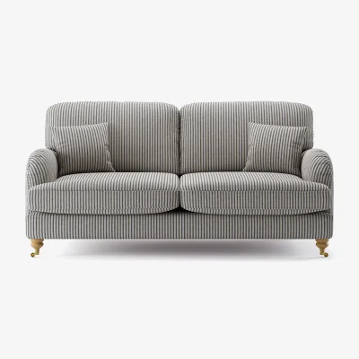 Oak&More Chilworth Cove Navy Striped Fabric 3 Seater Sofa