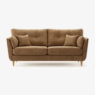 Oak&More Capri Almond Fine Chenille Fabric 3 Seater Sofa