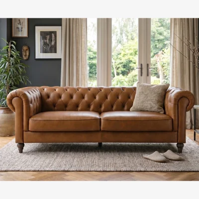 Oak&More Jameson Cognac Leather 3 Seater Sofa