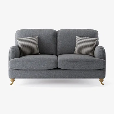 Oak&More Chilworth Navy Fabric 2 Seater Sofa with Navy Cushions