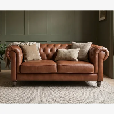 Oak&More Jameson Chestnut Leather 2 Seater Sofa