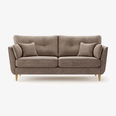 Oak&More Capri Latte Chenille Fabric 3 Seater Sofa
