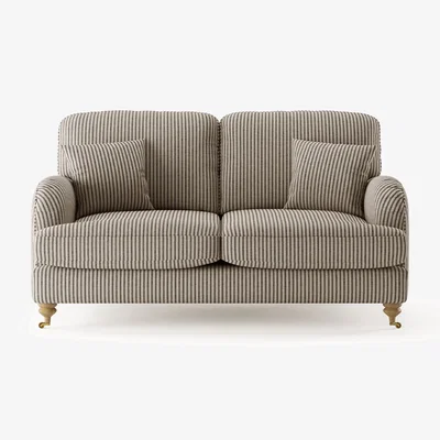 Oak&More Chilworth Cove Grey Striped Fabric 2 Seater Sofa