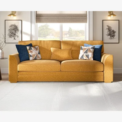 Oak&More Jasper Ochre Chenille Fabric 4 Seater Sofa