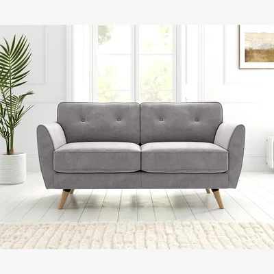 Oak&More Brooke Grey Velvet 2 Seater Sofa