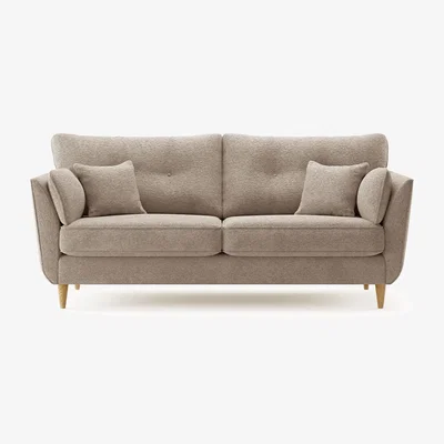 Oak&More Capri Latte Boucle Fabric 3 Seater Sofa