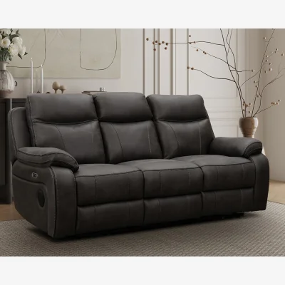 Oak&More Hanson Graphite Fabric 3 Seater Recliner Sofa