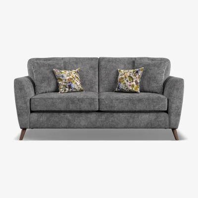 Oak&More Naples Grey Velvet 3 Seater Sofa