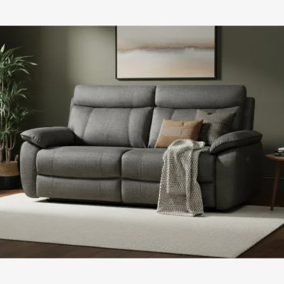 Oak&More Albany Charcoal Fabric 3 Seater Recliner Sofa