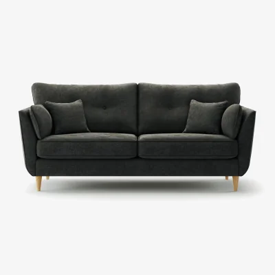 Oak&More Capri Anthracite Chenille Fabric 3 Seater Sofa