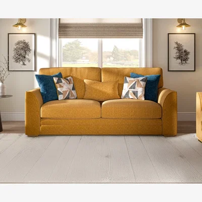 Oak&More Jasper Ochre Chenille Fabric 3 Seater Sofa