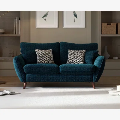 Oak&More Palma Teal Chenille Fabric 2 Seater Sofa
