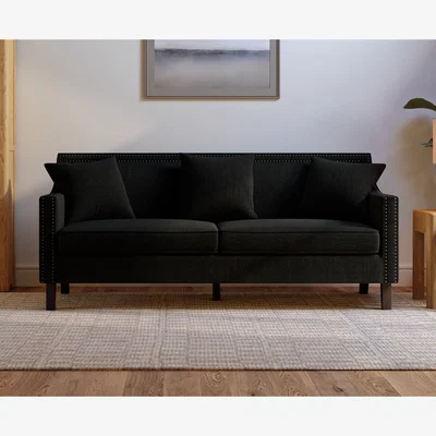 Oak&More Chartwell Black Linen 3 Seater Sofa