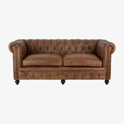 Olivia's Olivia's Soft Industrial Collection - Buffs 3 Seater Chesterfield Sofa in Brown