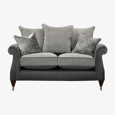 Downtown Parker Knoll Eastbury 2 Seater Pillow Back Leather/Fabric Sofa - Leather/Fabric Mix
