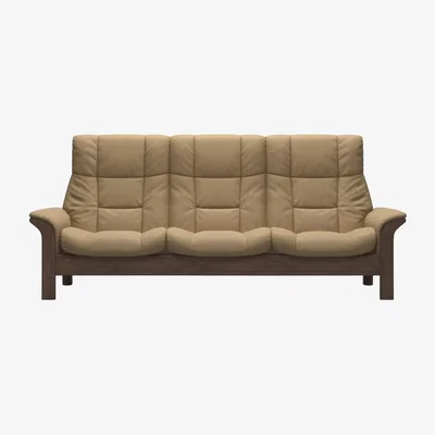 Downtown Stressless Buckingham High Back 3 Seater Recliner Sofa - Paloma New Cognac