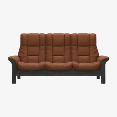 Downtown Stressless Windsor High Back 3 Seater Recliner Sofa - Paloma New Cognac