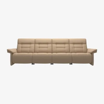 Downtown Stressless Mary 4 Seater Power Recliner Sofa With Upholstered Arms - Batick Leather
