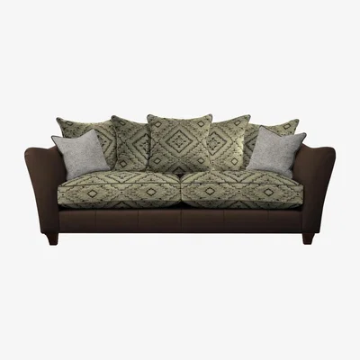 Downtown Parker Knoll Harriet Grand Pillow Back Leather/Fabric Sofa - Leather/Fabric Mix