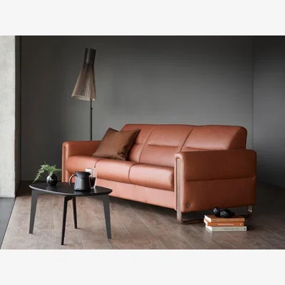 Downtown Stressless Fiona Leather 3 Seater Sofa - Noblesse Leather - 2 x Upholstered Arms
