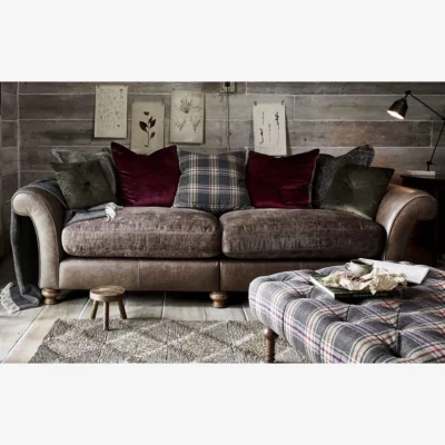 Downtown Alexander and James Milton 4 Seater Pillow Back Sofa - Leather Grade C