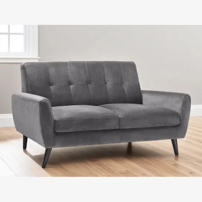 Downtown Julian Bowen Monza 2 Seater Sofa - Dark Grey Velvet In DarkGrey