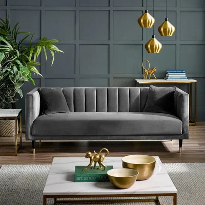 Downtown Julian Bowen Salma Scalloped Back 3 Seater- Grey