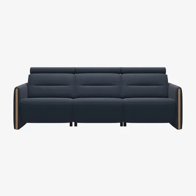 Downtown Stressless Emily 3 Seater Power Recliner Sofa With Wood Arms - Velaro Leather