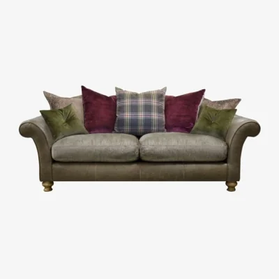 Downtown Alexander and James Milton 3 Seater Pillow Back Sofa - Leather Grade B